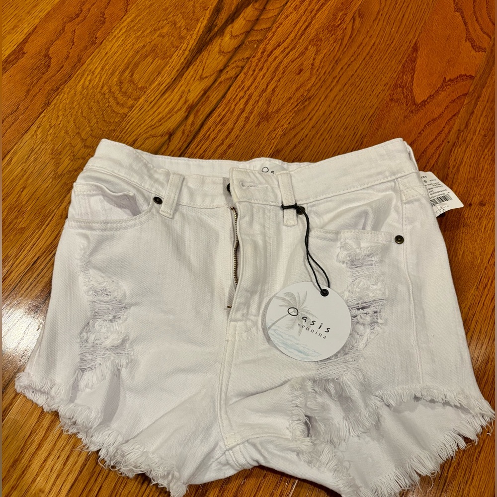 Size S white jean shorts